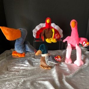 NWT Beanie babies, gobbles, pinky, Jake. scoop